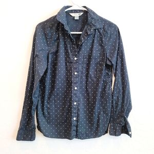 💕 Old Navy Black & White Polka Dot Button Down Top Women's Size Small